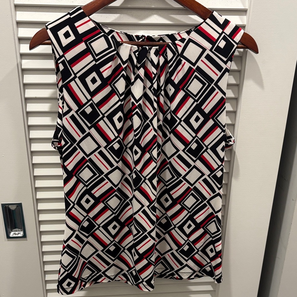 Calvin Klein Black and Red Geometric Blouse